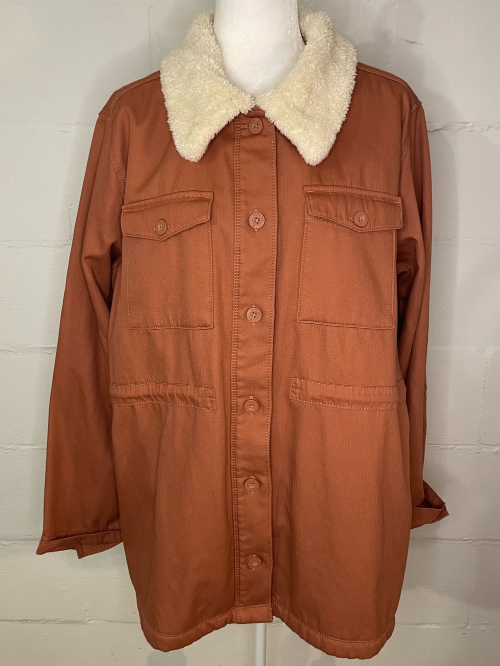 Hang Ten Rust-Toned Jacket with Cream Sherpa Collar